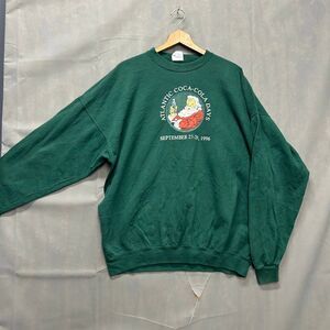 VTG 1996 Atlantic Coca-Cola Days Green Santa Sweatshirt Santee XXXL USA Made